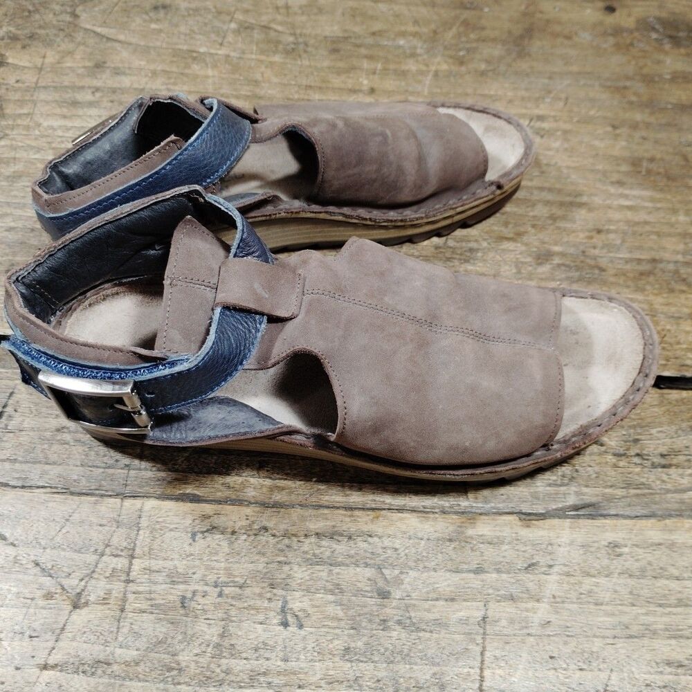 Naot Verbena Sandals Women's Sz 7 Shoes EU38 Brown Navy Leather Ankle Strap - Picture 7 of 11
